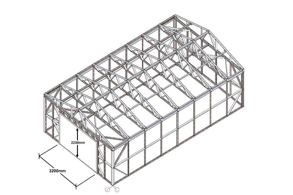 C001B. Warehouse extension 6х10m (length 5 m).
