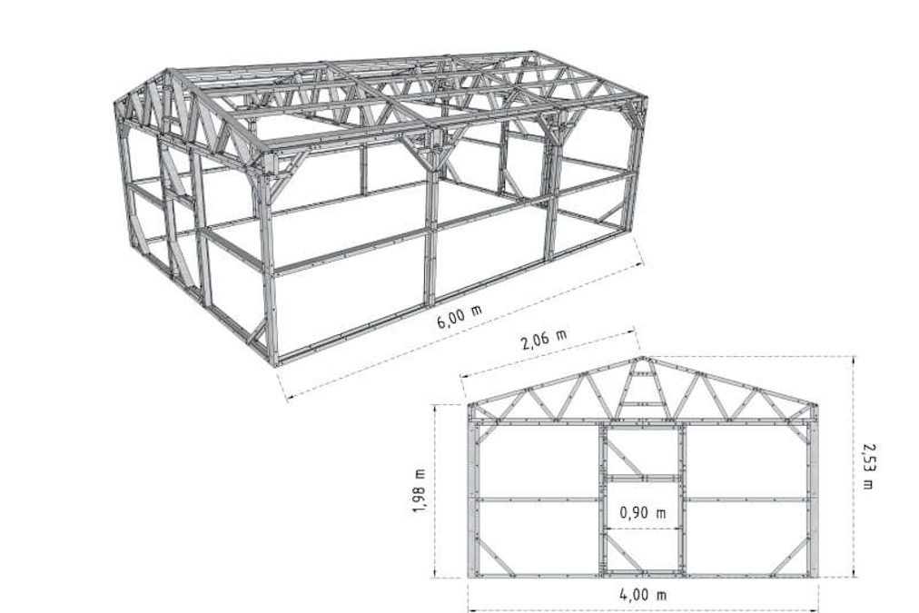 E001B. Greenhouse 4х6m (Door + Door).