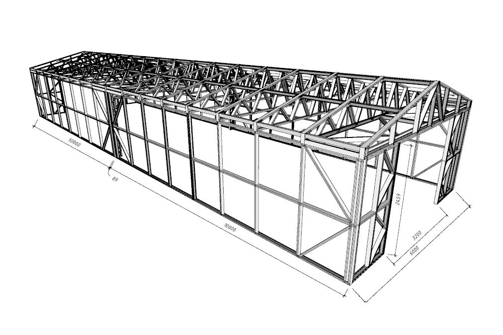 E002B. Greenhouse 6х20m (Gates in the end walls).